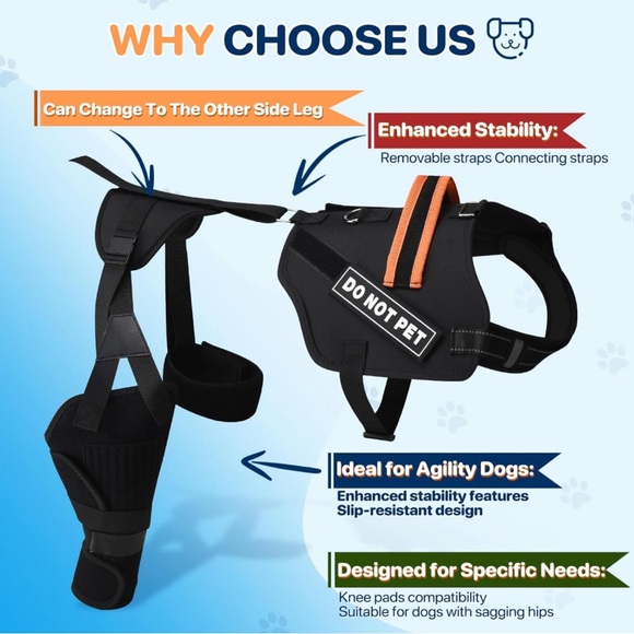 Dog Knee Brace for Torn Acl Hind Leg, Luxating Patella,Arthritis, - Picture 3 of 3